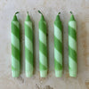 Mint green candy cane candles detail