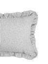 Stipe Bolster Cushion with Ruffle Edge - Black & White