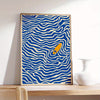 Lone Surfer – Blue Wave Retro Wall Art