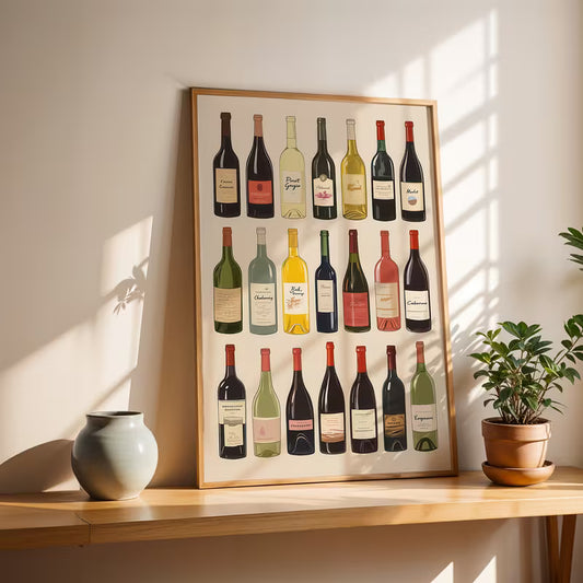 The Wine Collection – Vintage Bottle Chart Wall Art