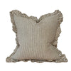 Hallie Ruffled Linen Cushion Cover Olive Stripe