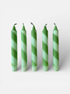 Candy Cane Stripe Dinner Candles Mint and Deep Green