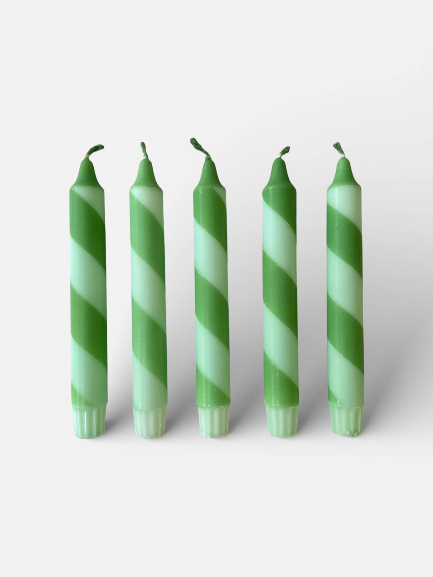 Candy Cane Stripe Dinner Candles Mint and Deep Green