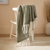 Cozy Woven Tasselled Throw Green