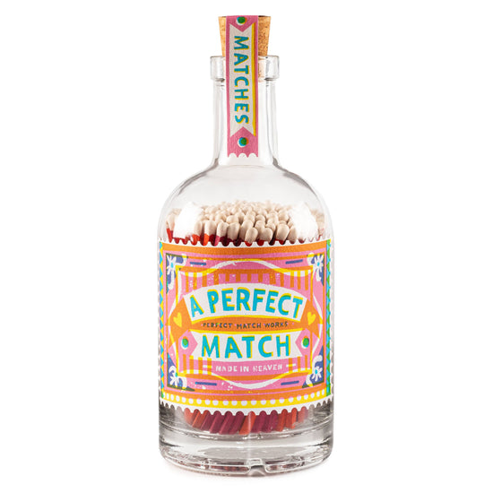 A Perfect Match Stamp Glass Bottle Safety Matches