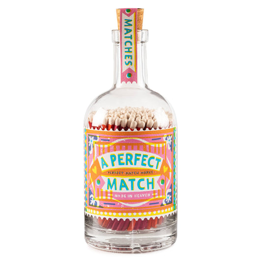 A Perfect Match Stamp Glass Bottle Safety Matches