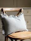 Ruffle Lumbar Cushion Black and White Stripe