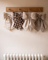 Gingham Hanging Bow - Cream & Brown
