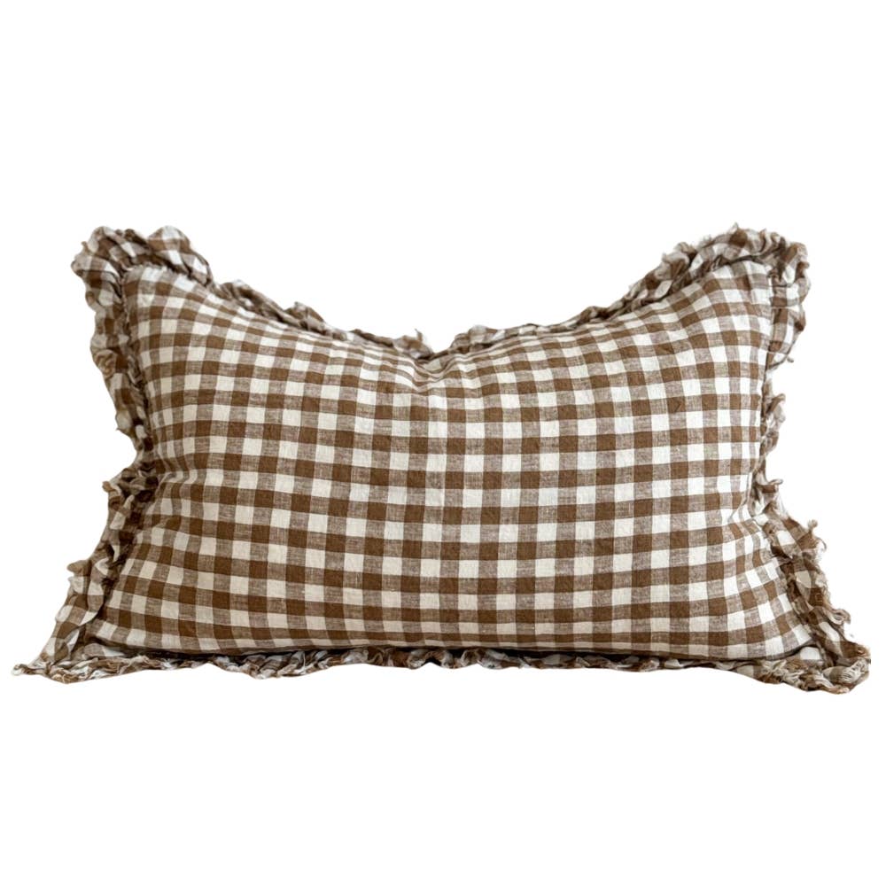 Brown gingham cushion detail
