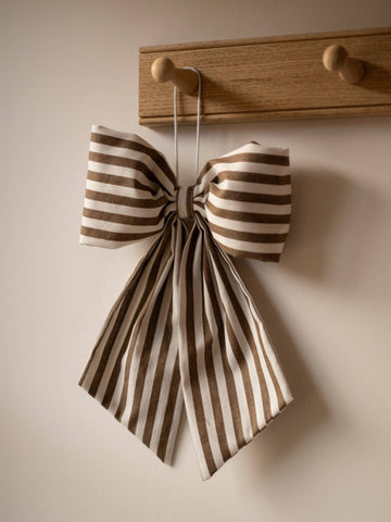 Brown Large Stripe Hanging Bow