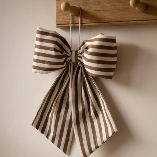 Stripe Hanging Bow - Brown Large