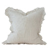 Hallie Ruffled Linen Cushion Cover Natural Beige Stripe