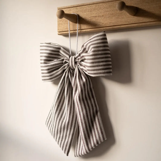 Striped Hanging Bow - Brown & White