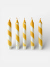 Candy Cane Stripe Dinner Candles Butter Yellow and White