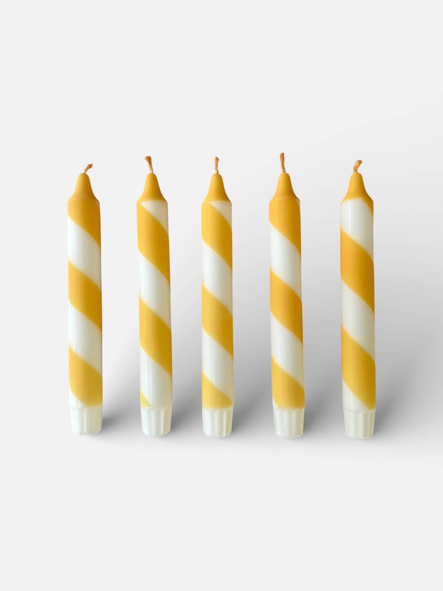 Candy Cane Stripe Dinner Candles Butter Yellow and White