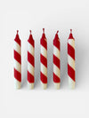 Candy Cane Stripe Dinner Candles Red and White
