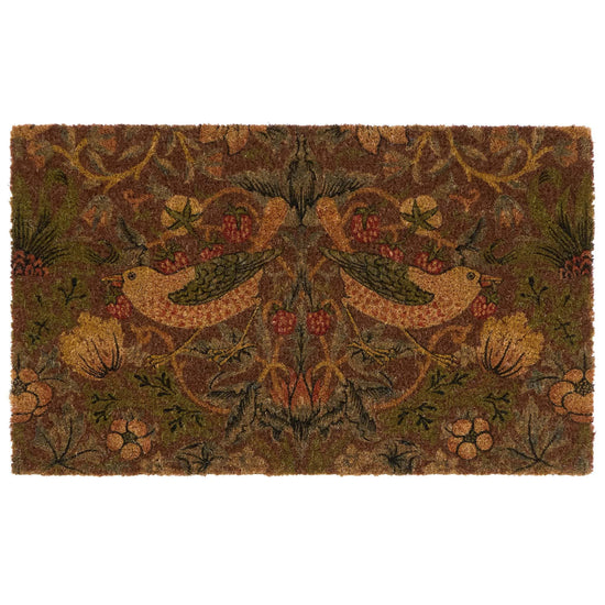 Strawberry Thief red doormat detail