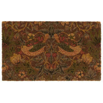 Strawberry Thief red doormat detail