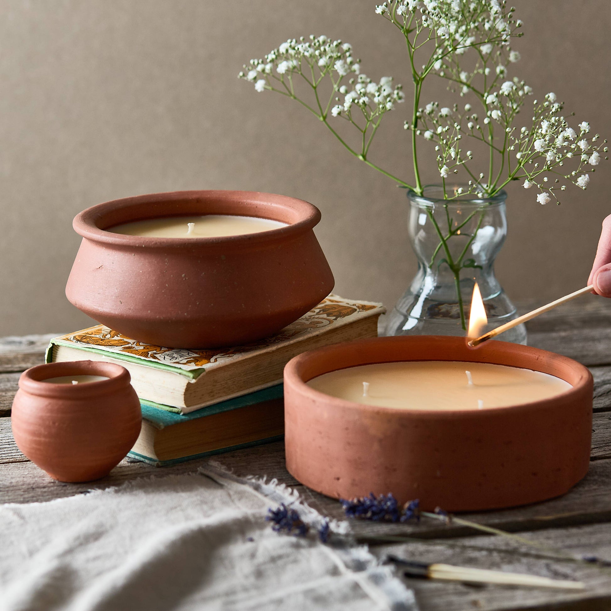 Coconut Scented 3 Wick Terracotta Candle Alok