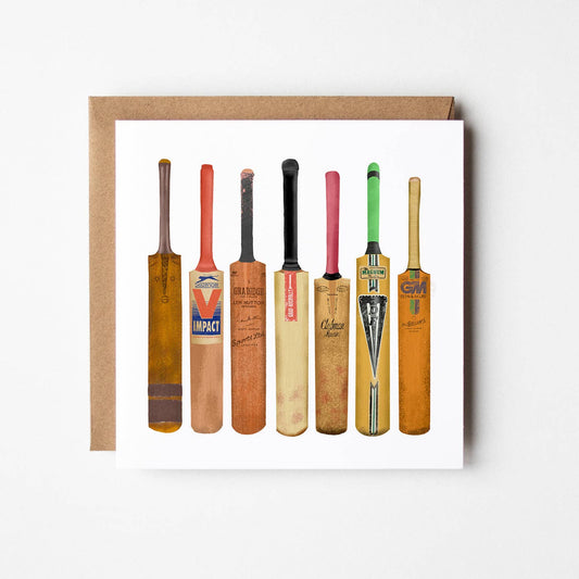 Cricket Bats Blank Greetings Card