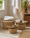 Stripe Storage Baskets - Black, White & Olive (Nest of 3)