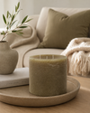 Large Rustic Pillar Candle - Olive