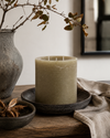 Large Rustic Pillar Candle - Olive