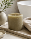 Large Rustic Pillar Candle - Olive