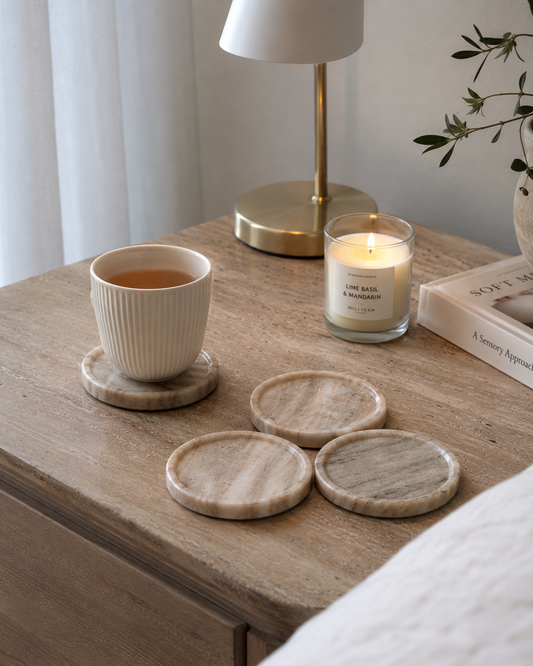 Novi Round Coasters - Beige Marble (Set of 4)