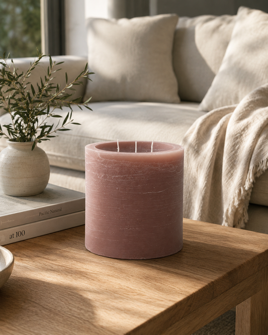 Large Rustic Pillar Candle Rustic - Taupe