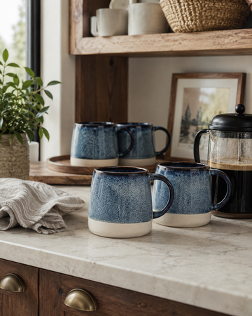 Reactive Glaze Mug - Blue (Pack of 4)