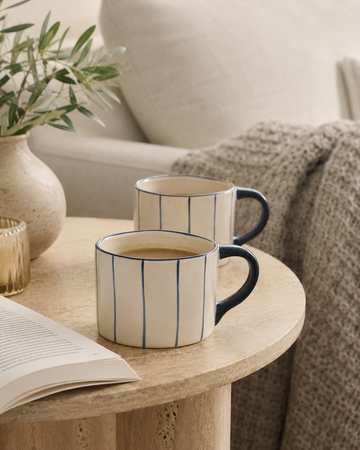 Organic Stripe Mug - Blue (Pack of 4)