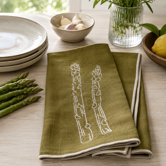 Linen Blend Napkins - Asparagus (Set of 2)
