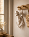 Stripe Hanging Bow - Beige & White