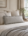 Stipe Bolster Cushion with Ruffle Edge - Black & White