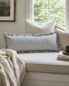 Stipe Bolster Cushion with Ruffle Edge - Black & White