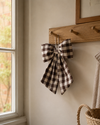 Gingham Hanging Bow - Cream & Brown