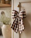 Gingham Hanging Bow - Cream & Brown