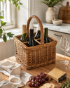 Handwoven Wicker 4-Bottle Wine Carrier