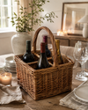 Handwoven Wicker 4-Bottle Wine Carrier