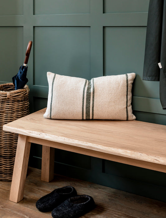 Windrush Stripe Cushion - Forest Green (30x50)