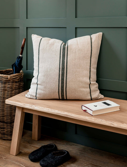 Windrush Stripe Cushion - Forest Green (60x60)