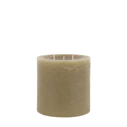 Large Rustic Pillar Candle - Olive
