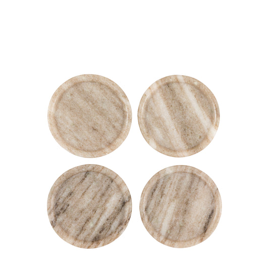 Novi Round Coasters - Beige Marble (Set of 4)