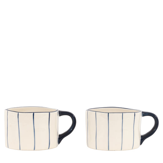 Organic Stripe Mug - Blue (Pack of 4)