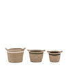 Stripe Storage Baskets - Black, White & Olive (Nest of 3)