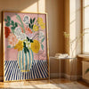 Bloom & Stripe – Abstract Floral Vase Wall Art