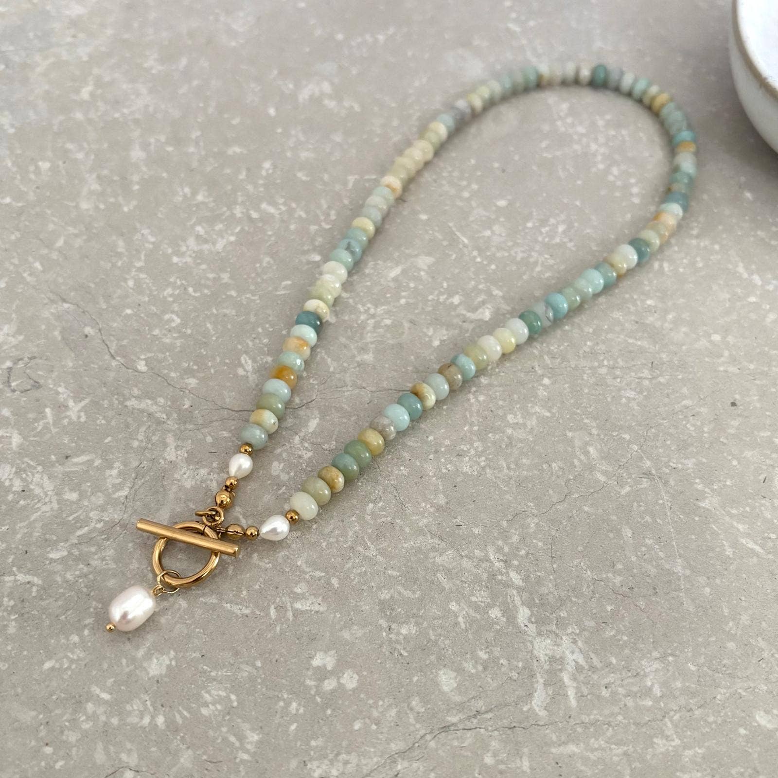Aqua beaded necklace detail