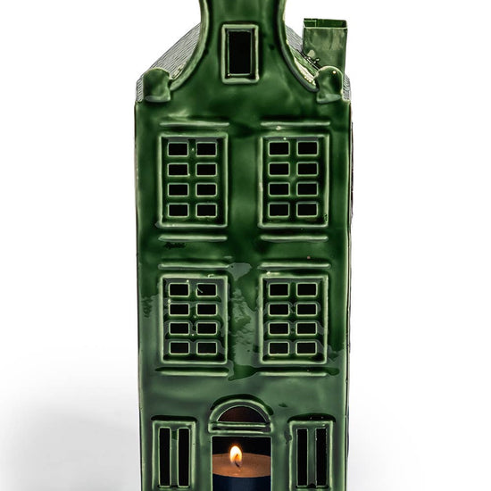 Green Metal Amsterdam Canal House Tealight Holder