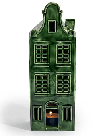 Green Metal Amsterdam Canal House Tealight Holder